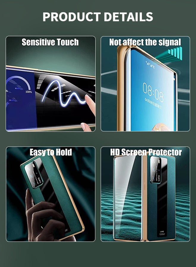GROIC Magnetic Case for Samsung Galaxy S22 Ultra, Magnetic Tempered Glass Double-Sided Phone Case for S22 Ultra with Screen Protector, Leather Back Cover with Camera Cover for Galaxy S22 Ultra 5G-Green  - Image 4