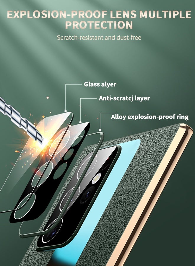 GROIC Magnetic Case for Samsung Galaxy S22 Ultra, Magnetic Tempered Glass Double-Sided Phone Case for S22 Ultra with Screen Protector, Leather Back Cover with Camera Cover for Galaxy S22 Ultra 5G-Green  - Image 3