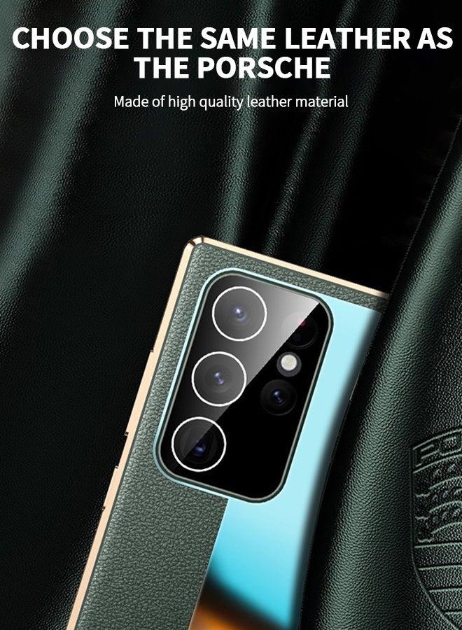 GROIC Magnetic Case for Samsung Galaxy S22 Ultra, Magnetic Tempered Glass Double-Sided Phone Case for S22 Ultra with Screen Protector, Leather Back Cover with Camera Cover for Galaxy S22 Ultra 5G-Green  - Image 5