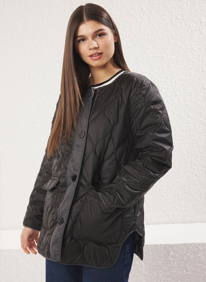 trendyol Black Regular Fit Coat - Image 2