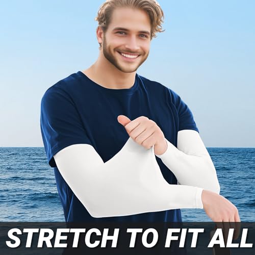 PFFY 2 Pairs UV Protection Cooling Arm Sleeves for Men & Women UPF 50 Breathable Sports Sleeve Black Color - Image 4