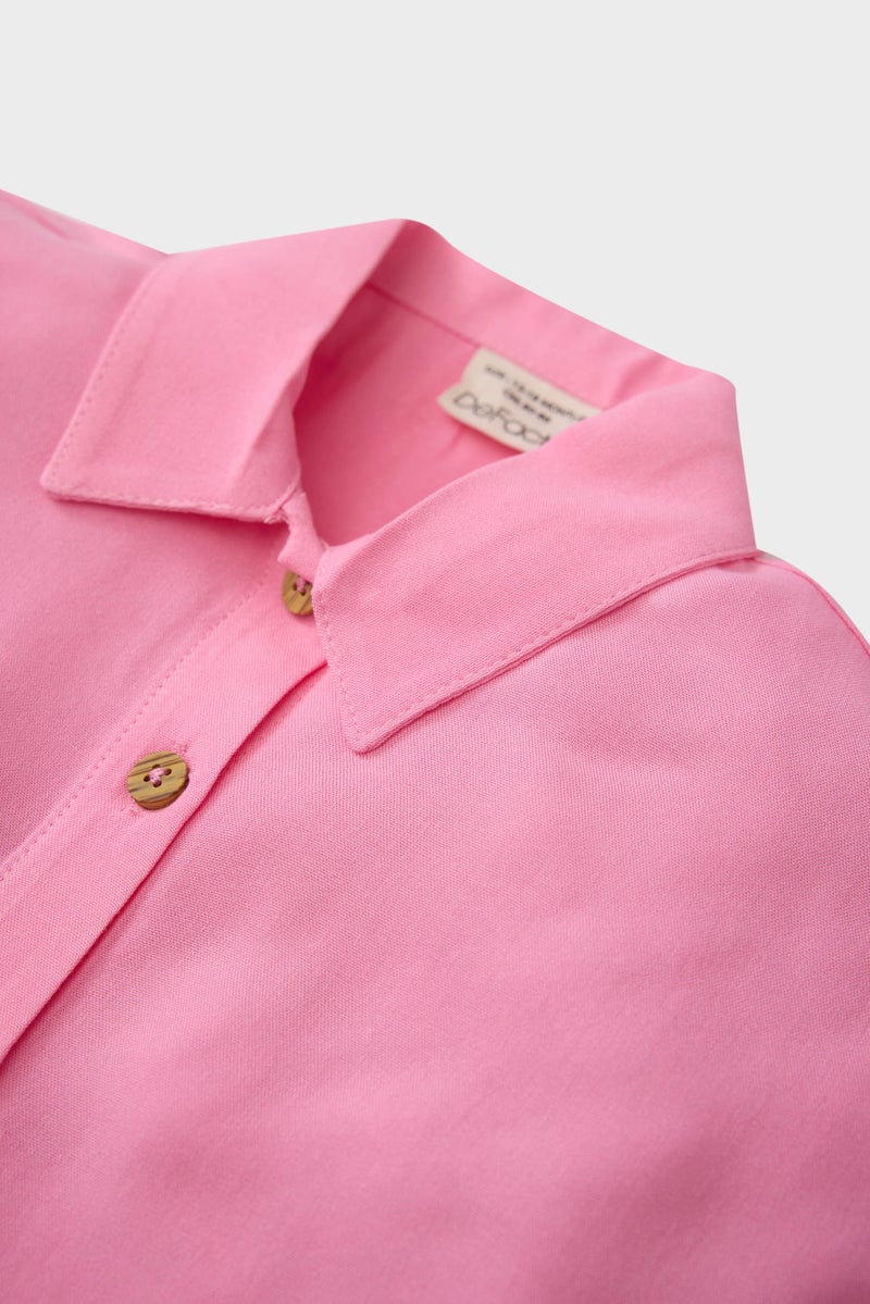 DeFacto Pink BabyGirl Baby Girl Shirt Collar Short Sleeve Shirt Casual - Image 2