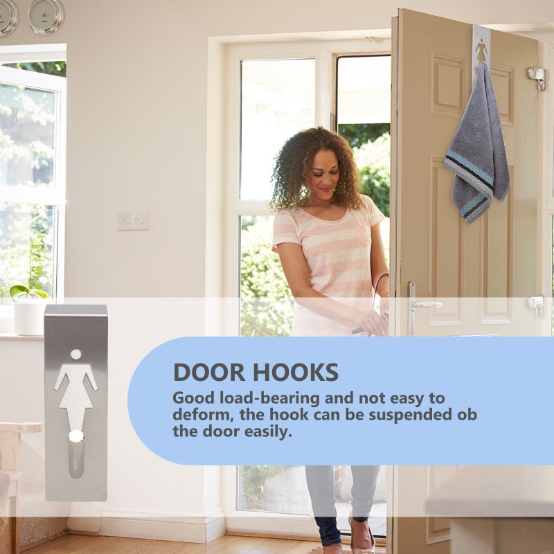1 Pair Door Hooks Household Hole Free Hooks Door Hat Towel Storage Hangers - Image 5