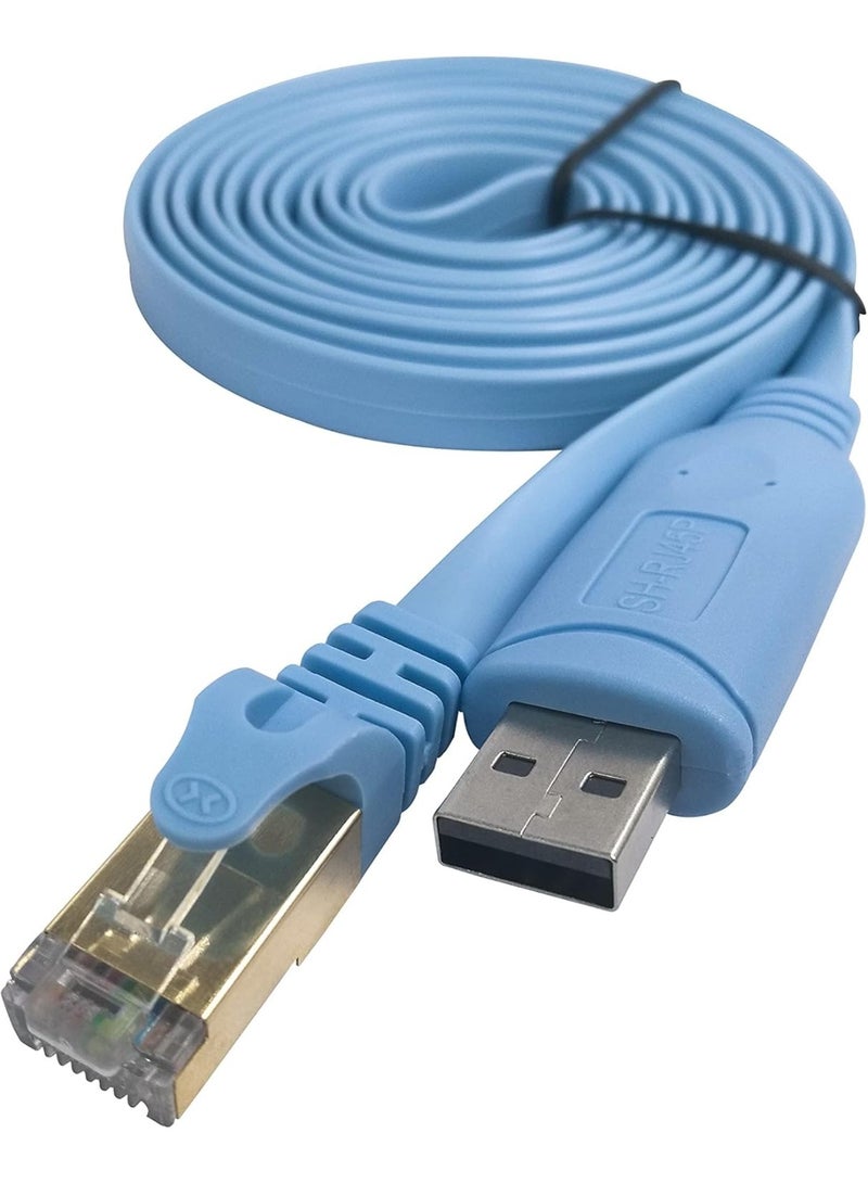 Salab USB to RJ45 Console Cable 1.8M/5.9FT, Professional RJ45 to USB Configuration Cord Compatible with Router, Switch, Firewall & Access Point Devices – Stable Connection for Network Management – Blue - Image 1