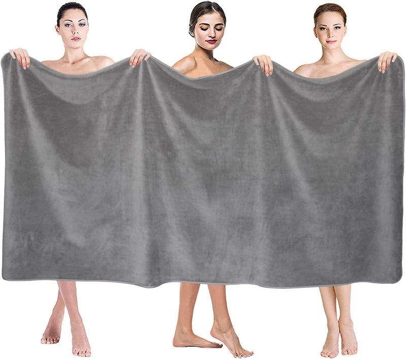 JML Bath Sheet Towels (2 Pack, 35"x70") - Microfiber Hair Towel for Adult Bathroom, SPA, Hotel - Super Soft, Absorbent, Lint Free, Fade Resistant, Grey - Image 2