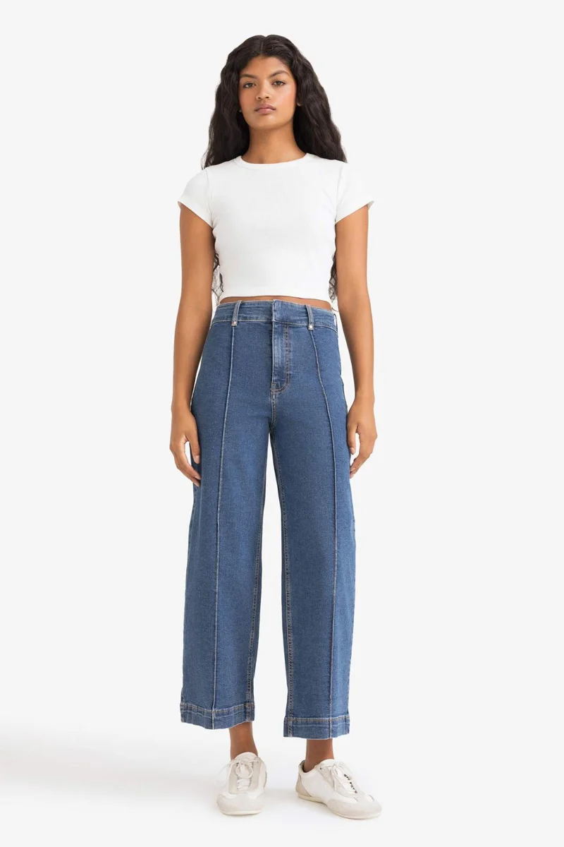 ديفاكتو Culotte High Waist Crop Fit Jeans