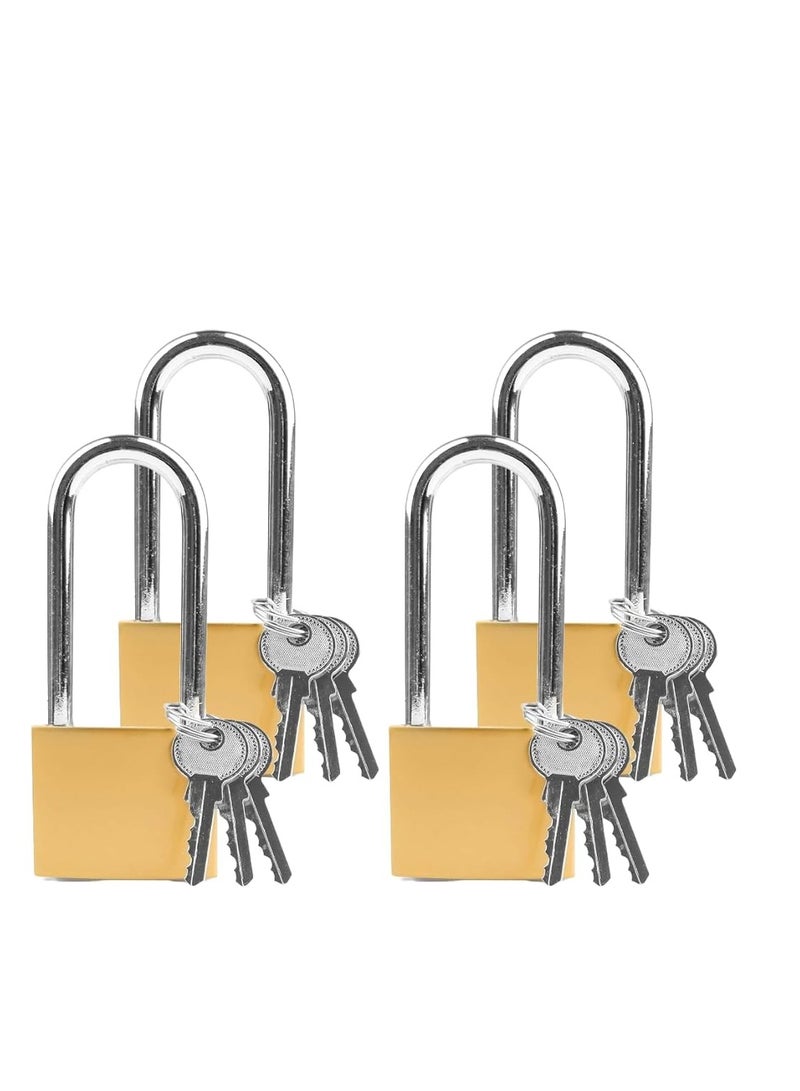 KNP KNP 60mm Brass Plated Long Shackle Padlock Pack of 4 these padlocks combine timeless style with robust performance.  - Image 2