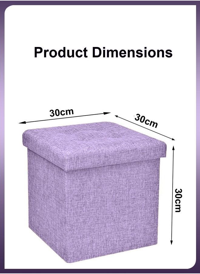 Folding Linen Ottomans Cube With Hidden Storage Foot Rest Foldable Step Stool Seat Square Chest Padded With Memory Foam Lid Stool Chair 30 X 30 X 30cm - pzsku/Z5DD04298B8222C2AD814Z/45/_/1658743878/0045f738-d5f3-4491-ac45-a0de7fbca143