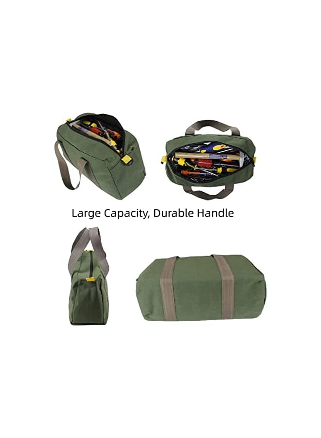 PROMASS promass Canvas Tool Bag, 14 Inch Wide Mouth Heavy Duty Tool Storage Bag with Large Capacity, Tool Tote Bag for Electricians, Power Tool Organizer Pouch, Tool Bags for Men (Green)  - Image 4