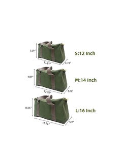 PROMASS promass Canvas Tool Bag, 14 Inch Wide Mouth Heavy Duty Tool Storage Bag with Large Capacity, Tool Tote Bag for Electricians, Power Tool Organizer Pouch, Tool Bags for Men (Green)  - Image 2
