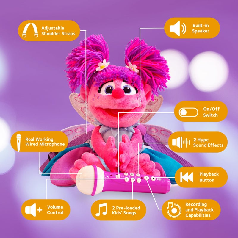 Singing Machine Karaoke Plush Sesame Street Toys (Abby Caddaby Plush Toy) - Adjustable Carrying Straps - Sing-Along Built-in Real Working Microphone & Speaker with Record & Playback Function - Image 3