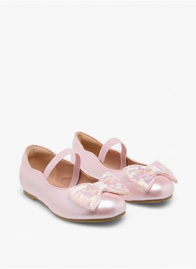 جونيورز Bow Accent Ballerina Shoes with Elastic Closure