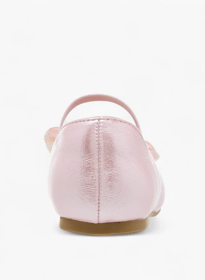 JUNIORS Bow Accent Ballerina Shoes with Elastic Closure