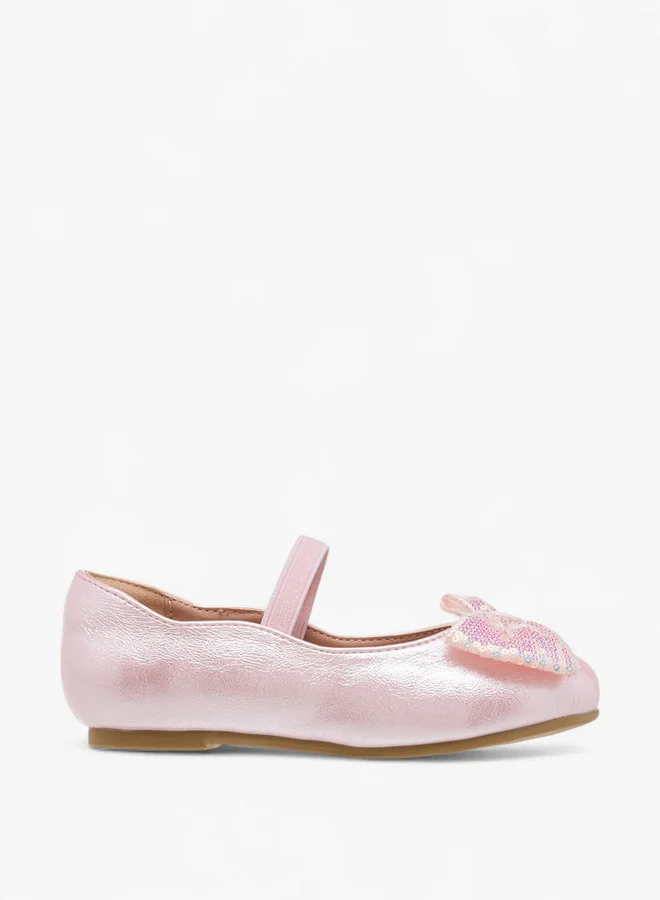 JUNIORS Bow Accent Ballerina Shoes with Elastic Closure