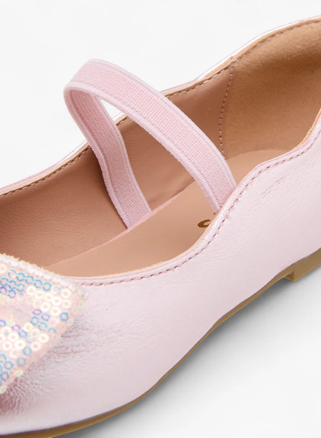 JUNIORS Bow Accent Ballerina Shoes with Elastic Closure