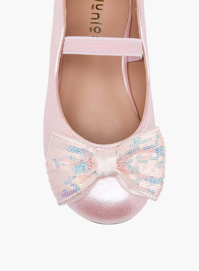 JUNIORS Bow Accent Ballerina Shoes with Elastic Closure - Image 4