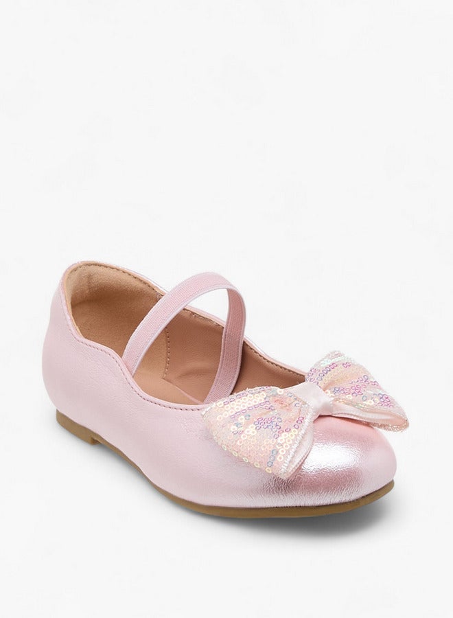 JUNIORS Bow Accent Ballerina Shoes with Elastic Closure - Image 2