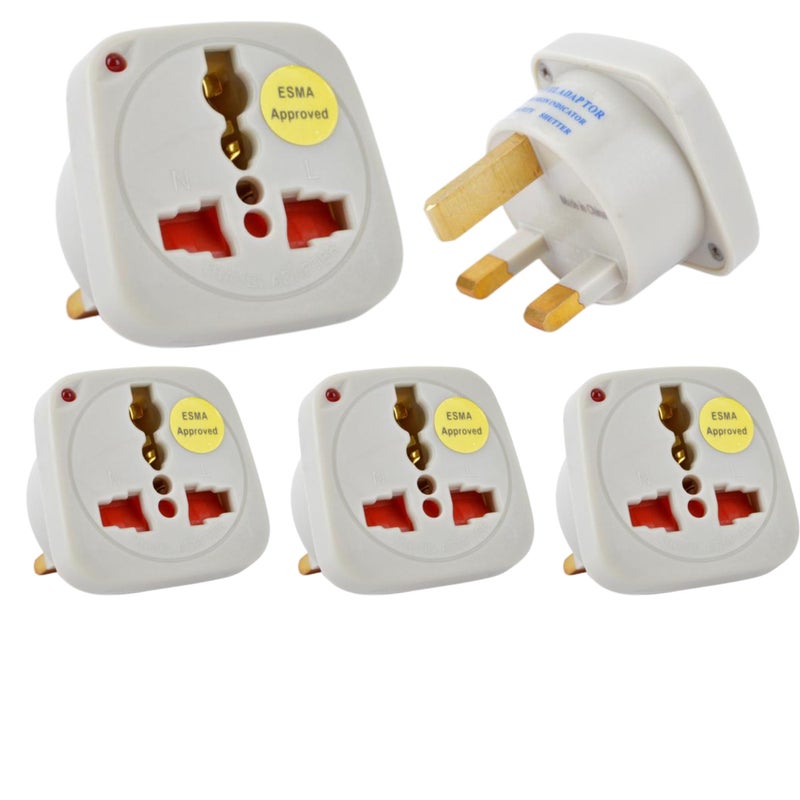 MANGO 3Piece UK 3Pin Plug to Universal Socket Adapter  ESMA Approved 13A Multi Plug Converter for Travel Home Office  Type G to International Power Adapter  Compact Durable White TL11G 3X