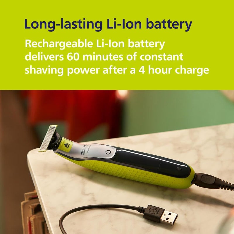 Norelco Philips Norelco for Face + Body, Electric Beard Trimmer, Shaver and Groomer, 5in1 Adjustable Comb, 1x Body Kit, Model QP2834/70, Black/Lime Green - Image 5