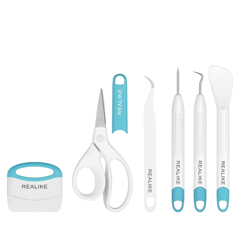 REALIKE Vinyl Weeding Tools Set Craft Vinyl Tools Kit Weeder/Scraper/Spatula/Tweezers/Scissor Basic Tool Compatible with Cricut/Silhouette/Siser HTV/Oracal Vinyl - Image 1