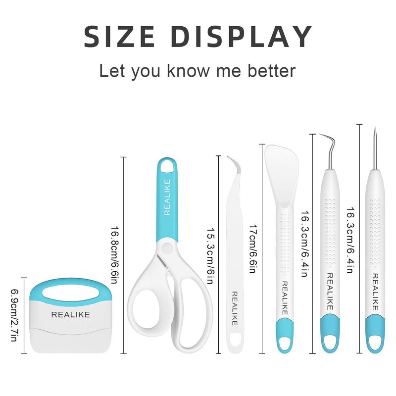 REALIKE Vinyl Weeding Tools Set Craft Vinyl Tools Kit Weeder/Scraper/Spatula/Tweezers/Scissor Basic Tool Compatible with Cricut/Silhouette/Siser HTV/Oracal Vinyl - Image 2
