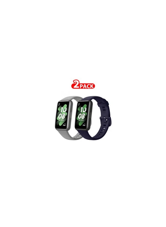 CATANES 2 Pack Of Huawei Band 7 Watch Band for Men Women Sport Watch Strap Lightweight Silicone Replacement Band Multicolour 10 - Image 1