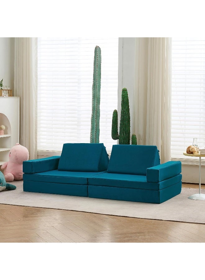 jela Kids Couch Extended Size 8PCS for Family, Floor Sofa Couch Modular Furniture for Kids Adults - Image 1