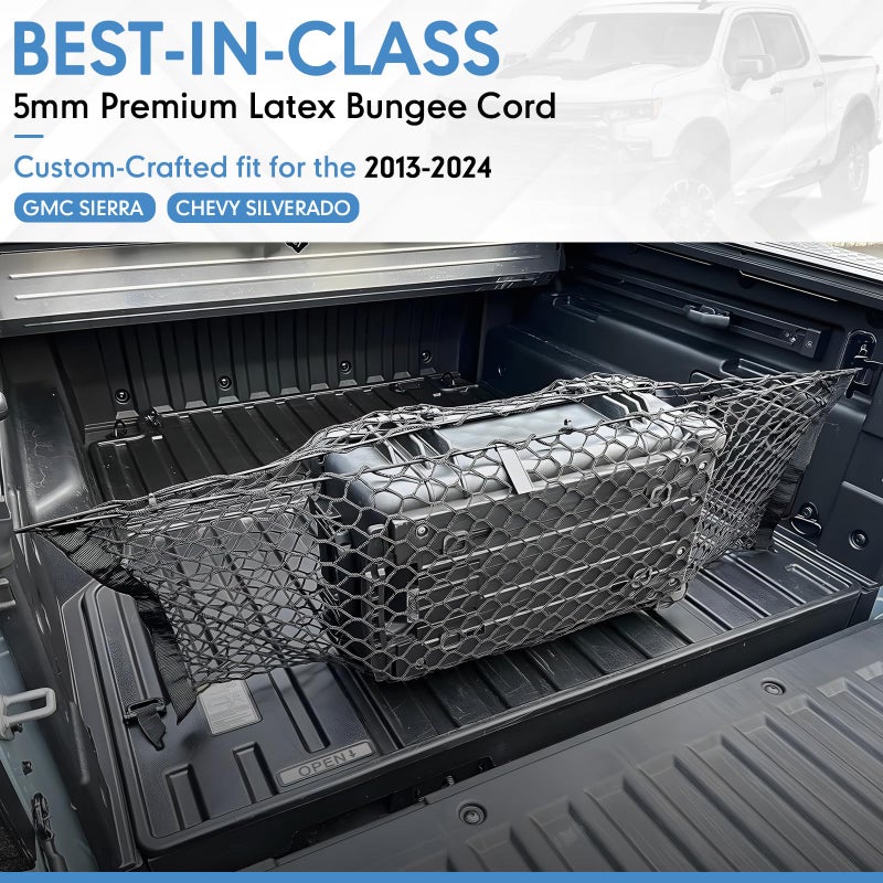 LINKCRO Truck Bed Cargo Net for Pickup Truck Bed - Premium Truck Bed Net for Trunk Organizers and Storage - Trunk Mesh Cargo Net for Chevrolet Silverado, FT150, GMC - Image 2