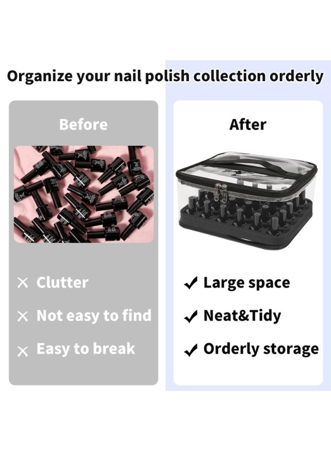 Arabest Nail Polish Organizer Bag Holds 30 Bottles (15ml/0.5 fl.oz) Portable Supplies Organizer Handbag for Manicure Tools, Portable Nail Supplies Kit Organizer Carrying Case (Black) - Image 3
