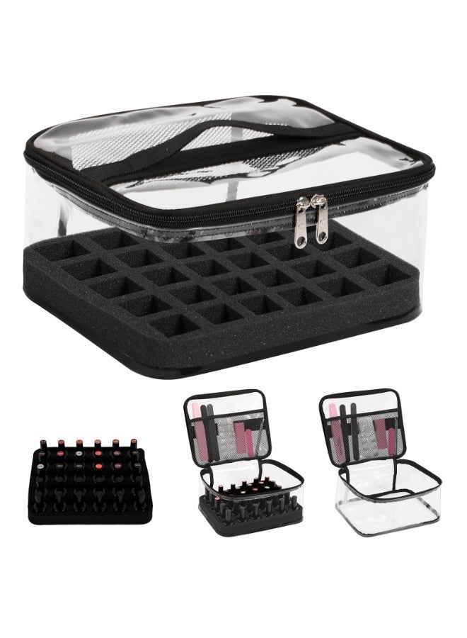 Arabest Nail Polish Organizer Bag Holds 30 Bottles (15ml/0.5 fl.oz) Portable Supplies Organizer Handbag for Manicure Tools, Portable Nail Supplies Kit Organizer Carrying Case (Black) - Image 1