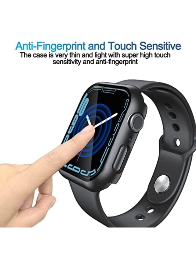 Smiling 2 Pack Hard Pc Case Compatible With Watch 45Mm Series 7 With Hd Tempered Glass Screen Protector Full Protective Cover Anti Scraches High Touch Sensitivity For Iwatch Space Black - Image 4