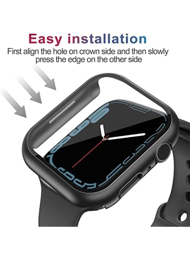 Smiling 2 Pack Hard Pc Case Compatible With Watch 45Mm Series 7 With Hd Tempered Glass Screen Protector Full Protective Cover Anti Scraches High Touch Sensitivity For Iwatch Space Black - Image 3