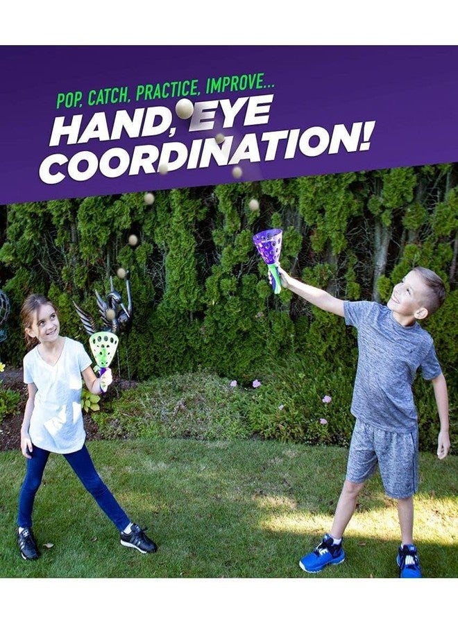 Space Enterprises Click and Catch Twin Ball Launcher Game with 3 Balls Indoor Outdoor Toy Set, Pop & Catch Ball Play Fun Boys & Girls - Multicolor - Image 4