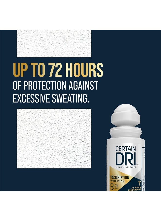 CERTAIN DRI Certain Dri Prescription Strength Clinical Antiperspirant Roll-On, Hyperhidrosis Treatment for Men & Women, Long-Lasting 72hr Protection, Effective Sweat Control, Fragrance Free, 1.2 Fl oz, 3 Pack  - Image 2