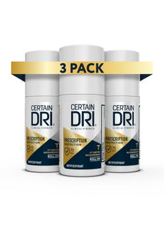 CERTAIN DRI Certain Dri Prescription Strength Clinical Antiperspirant Roll-On, Hyperhidrosis Treatment for Men & Women, Long-Lasting 72hr Protection, Effective Sweat Control, Fragrance Free, 1.2 Fl oz, 3 Pack  - Image 1