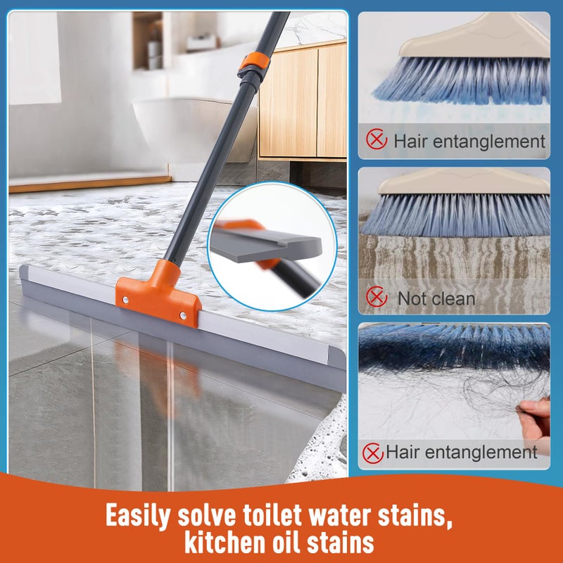 CLEANHOME ممسحة أرضية مطاطية CLEANHOME للأرضيات الخرسانية، والأرضيات البلاط، والأرضيات المعدنية الثقيلة، ممسحة للحمام لإزالة الماء، ممسحة تجارية مع مقبض طويل قابل للتمديد - Image 4