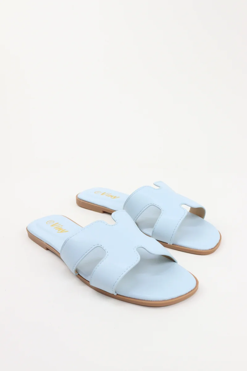 Viny VINY Women's Flat Slide Sandals – Elegant Open Toe Slip-On Slippers, Casual Comfort Summer Sandals, Lightweight Everyday Fashion Slides for Ladies (Black, White, Beige, Pink, Brown, Burgundy, Silver, Blue)