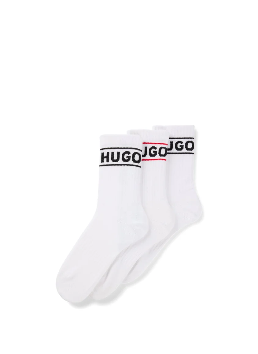HUGO Three-pack of short-length socks with logo