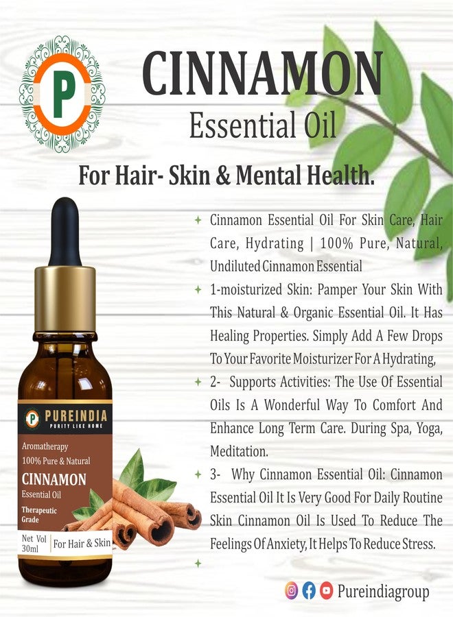 Pureindia Cinnamon Essential Oil for Skin Care, Hair Care| 100% Pure, Natural, Undiluted Cinnamon Essential Oil 30ml - Image 2