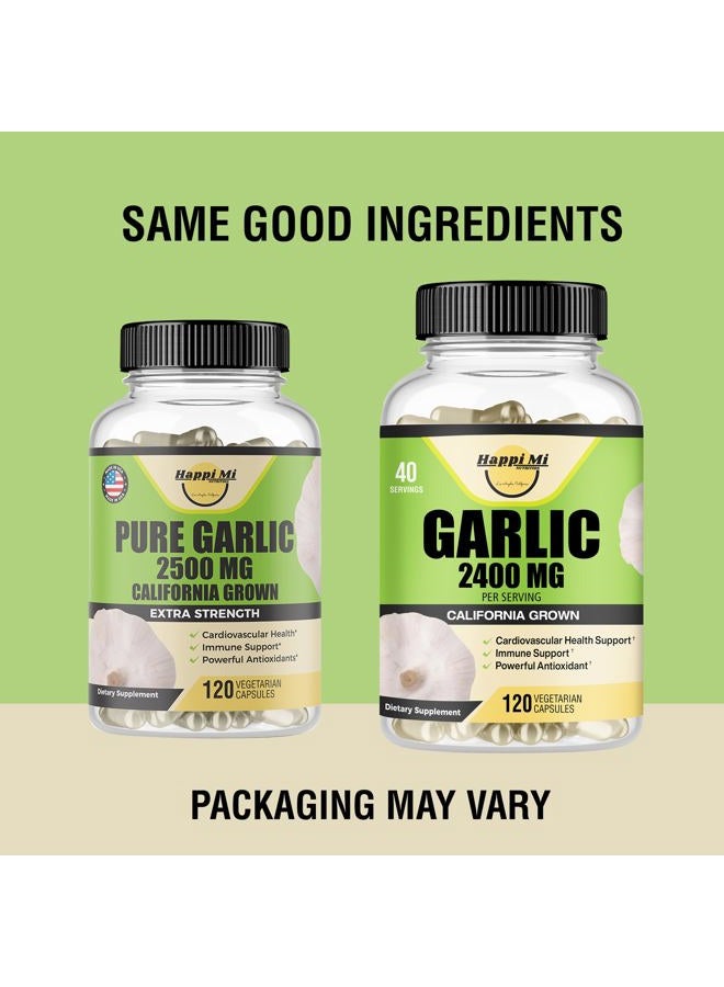 Happi Mi Nutrition Garlic Capsules 2400mg - Made with Organic Garlic Bulbs, California US Grown - Natural Immune Support Supplement 40 Day Supply - Image 3