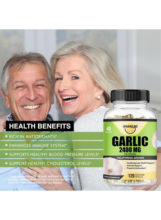 Happi Mi Nutrition Garlic Capsules 2400mg - Made with Organic Garlic Bulbs, California US Grown - Natural Immune Support Supplement 40 Day Supply - Image 5