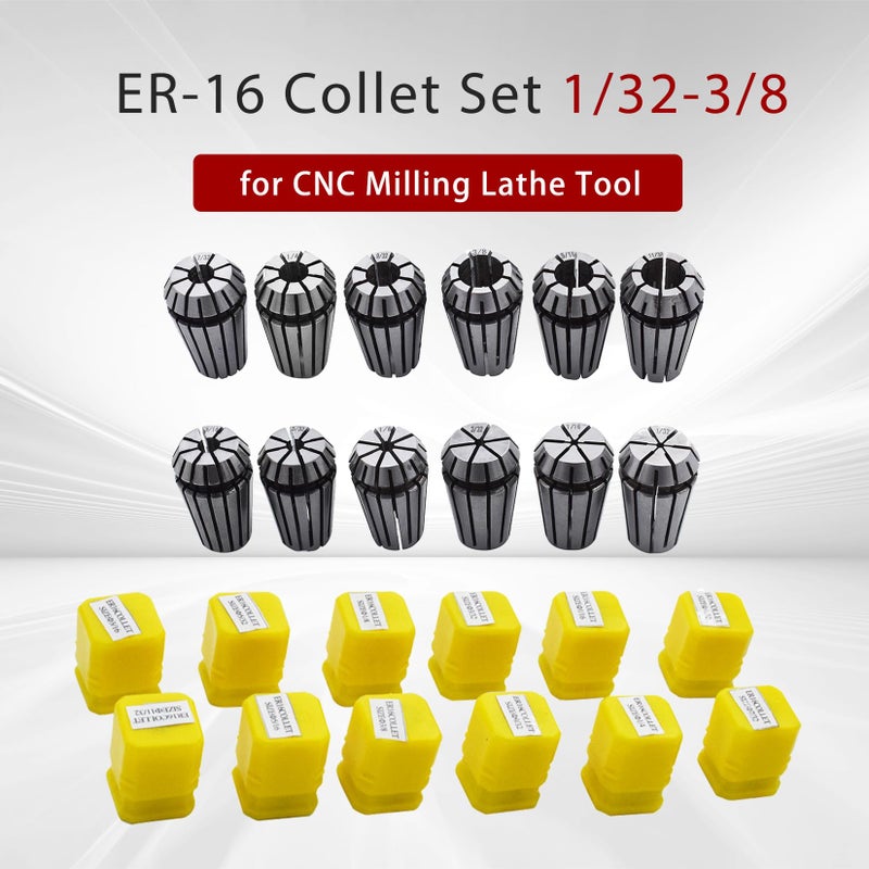 findmall مجموعة كوليت ER-16 12 قطعة مجموعة كوليت نابض ER-16 1/32-3/8 مناسبة لأداة الطحن CNC - Image 5