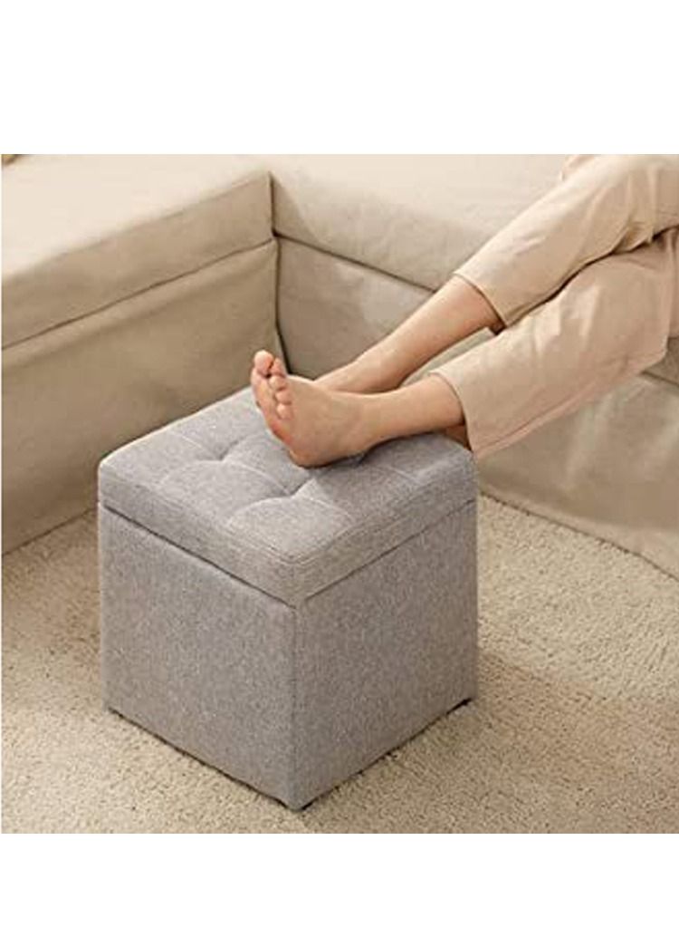 LINGWEI Ottoman Storage Footrest Stool Multifunction Storage Box Bench Seat Toy Box Ottoman Chair Shoe Change Bench Gray - Image 1
