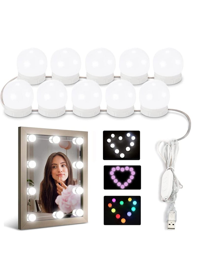 Mirror Lights Vanity Lighting 10 LED Bulb Make up Decoration Lights Hollywood Style 16 Modes Color Changing Lights for Home Bedroom Bathroom Dressing Room（USB Powered, RGBW) - Image 1