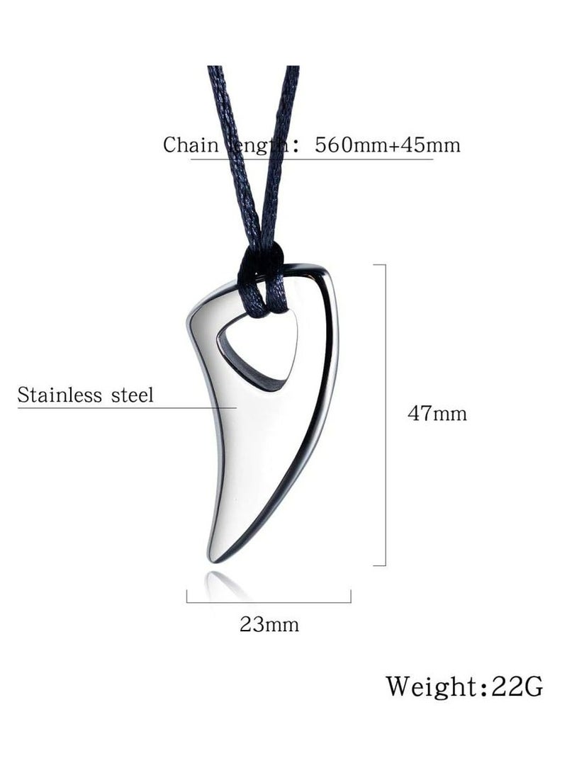 أوزيغالور قلادة أسنان الذئب من الفولاذ المقاوم للصدأ للرجال مع سلسلة سوداء قابلة للتعديل - Image 2