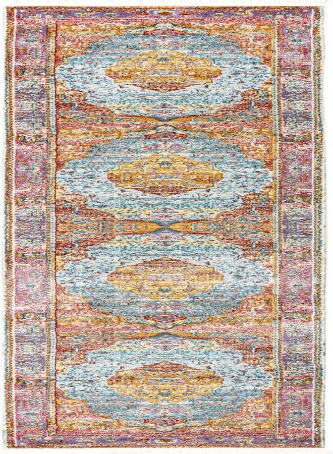 Unique Loom Baracoa Collection Area Rug - Miramar (2' 7" x 12' 2" Runner, Light Blue/ Blue) - Image 2