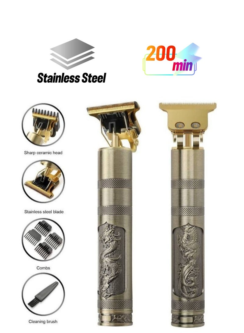 ELTRAZONE Trimmer for Men Hair Zero Gapped Clipper Professional Cordless Haircut Electric USB Charging Beard Trimmer for Men Wireless Rechargeable Personal Hair Men Grooming Beard Liner, Gold - Image 1