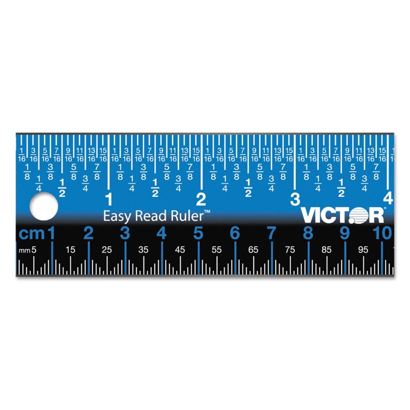 Victor Easy Read Stainless Steel Ruler, Standard/Metric, 18".25 Long, Blue - Image 4