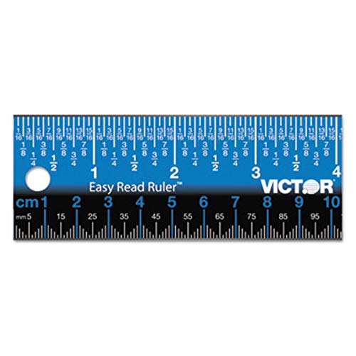 Victor Easy Read Stainless Steel Ruler, Standard/Metric, 18".25 Long, Blue - Image 2
