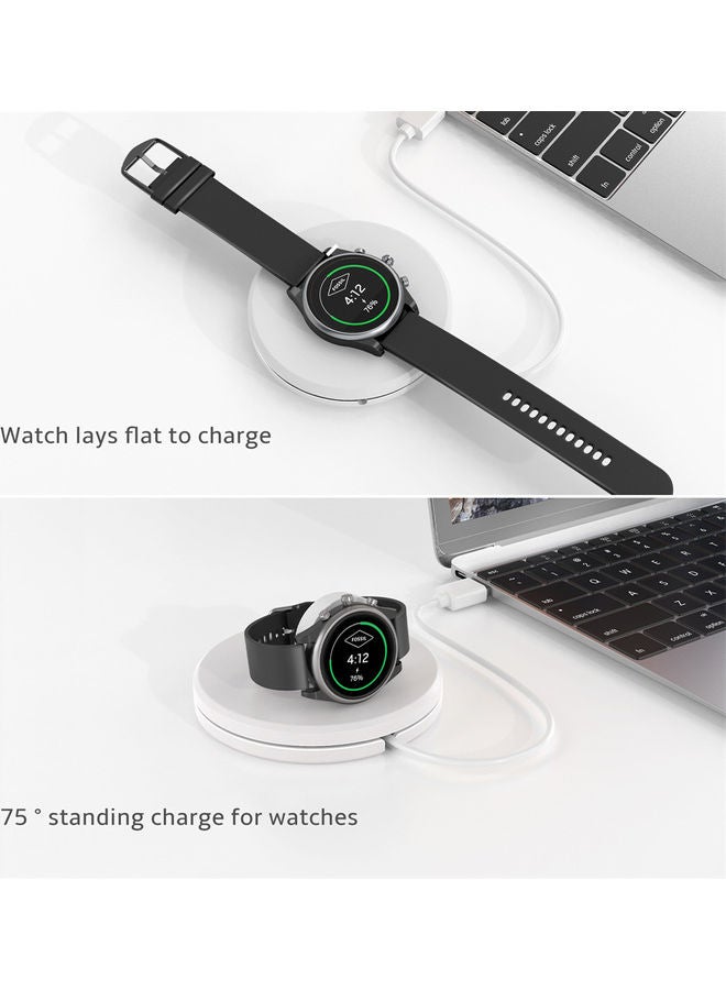 Portable Watch Charger Stand With Charging Cable For Fossil Gen 4/Gen 5 White - Image 2